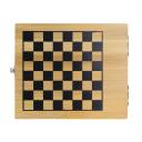 4 piece wine set wit chess set Wood front